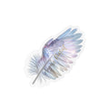 Iridescent Angel Feather Kiss-Cut Vinyl Decal – “Angels Protect" Decorative Sticker for Laptops, Water Bottles & Windows